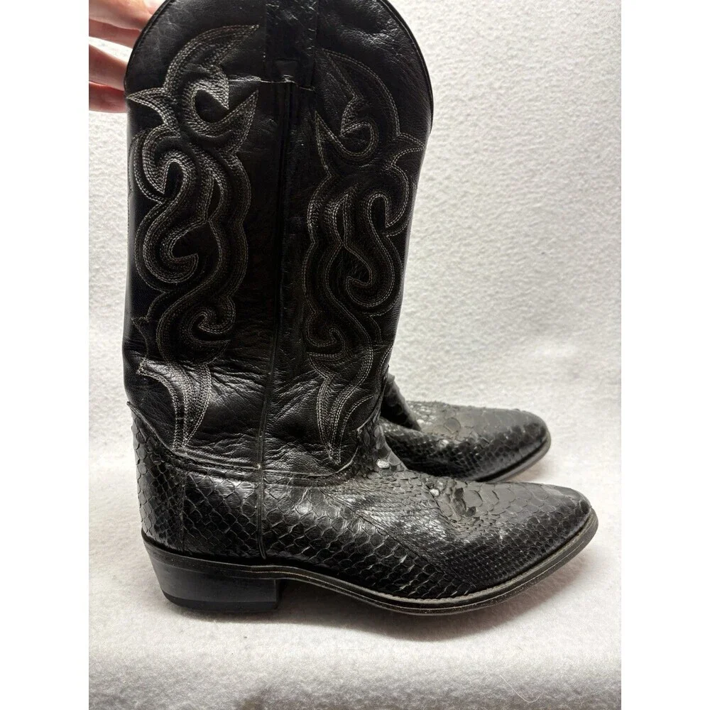 Dan Post Black Snakeskin Western Cowboy Boots Mens 10 1/2D Country Festival